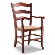 Sedia in legno capotavola classica con sedile in paglia