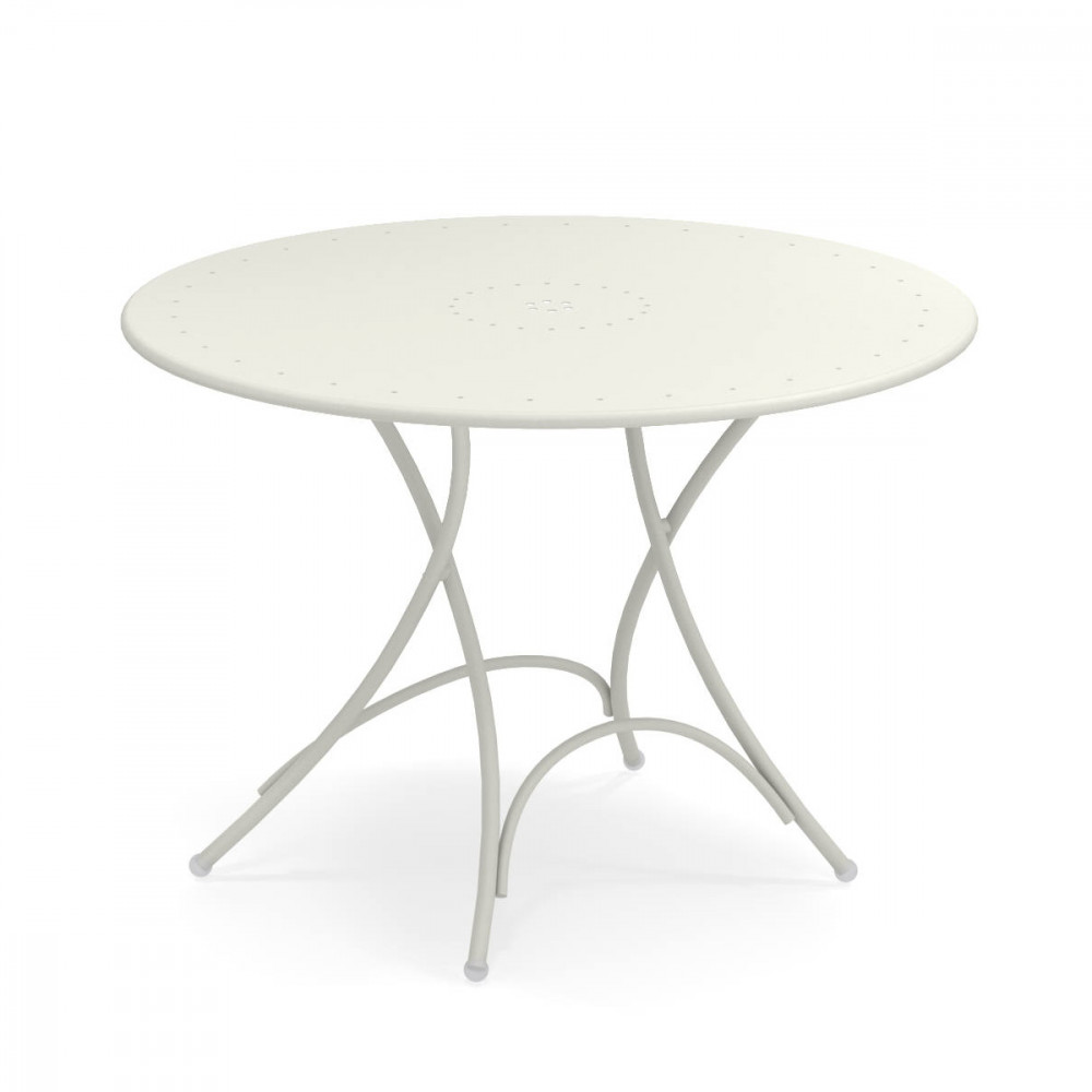 Tavolo pieghevole da esterno rotondo colore bianco