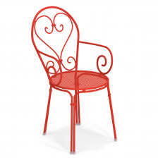 Sedia con braccioli per giardino colore rosso scarlatto