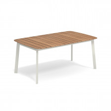 Tavolo esterno alluminio e legno con gambe colore bianco