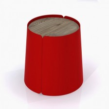 Tavolino design moderno in metallo e legno colore rosso dalia