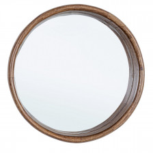 Specchio rotondo con cornice in legno