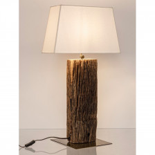 Lampada da tavolo di design in legno di teak