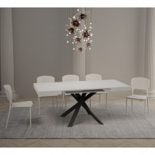 Tavolo quadrato allungabile aperto bianco frassino Clerk